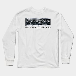 Bangkok Thailand Tuk-Tuk Taxis - Triptych Of 3 Photographs With Film Strip Framing Long Sleeve T-Shirt